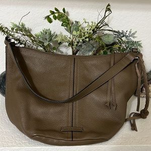 Vince Camuto Leather and Suede Caol Hobo Bag in Deep Moss Color Pre-Owned